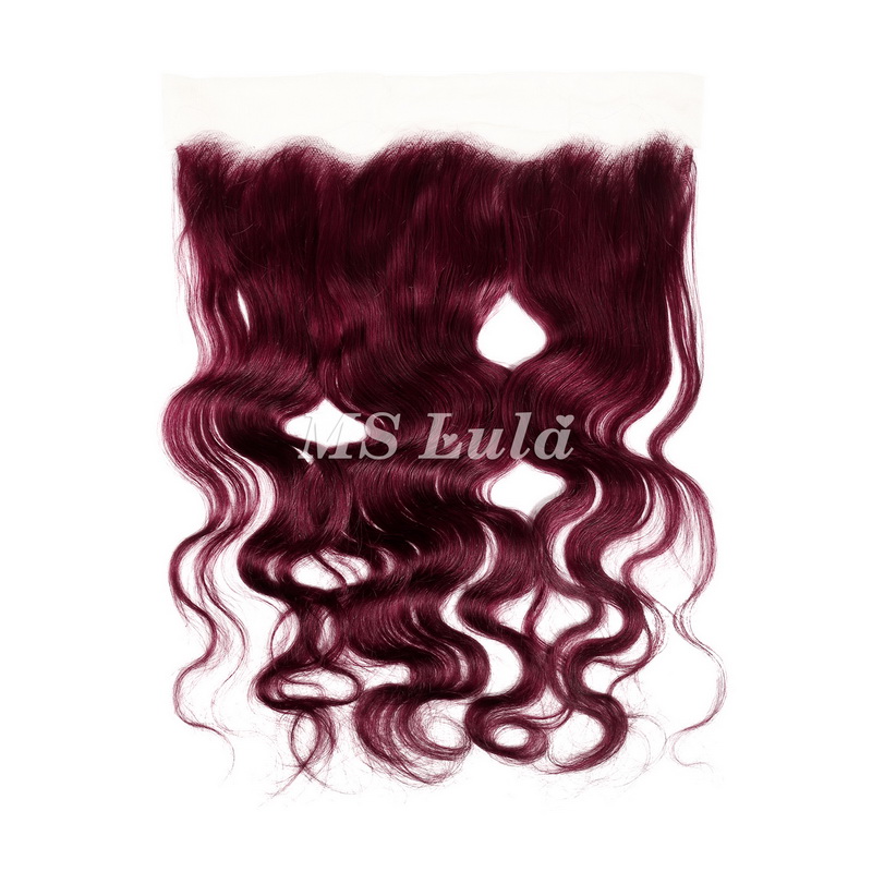 Body Wave #99J Virgin Human Hair 4x4 13x4 Transparent Lace Closure/Frontal - 图片 7